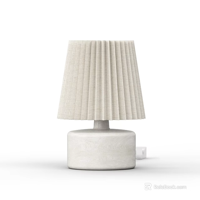 Modern White Table Lamp Featuring Pleated Lampshade And Smooth Ceramic Base 3d model 