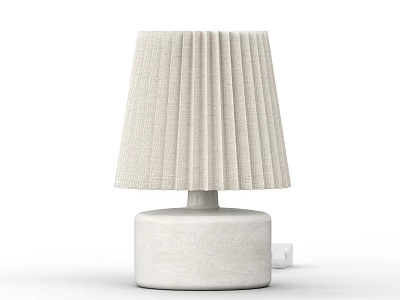 Modern White Table Lamp Featuring Pleated Lampshade And Smooth Ceramic Base 3d model