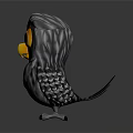 Cute Cartoon Owl 3D Model With Big Yellow Eyes Yellow Beak And Gray Feathers