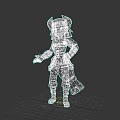 3D Fantasy Demon Girl Character With Red Hair Horns Mechanical Armor And Tail