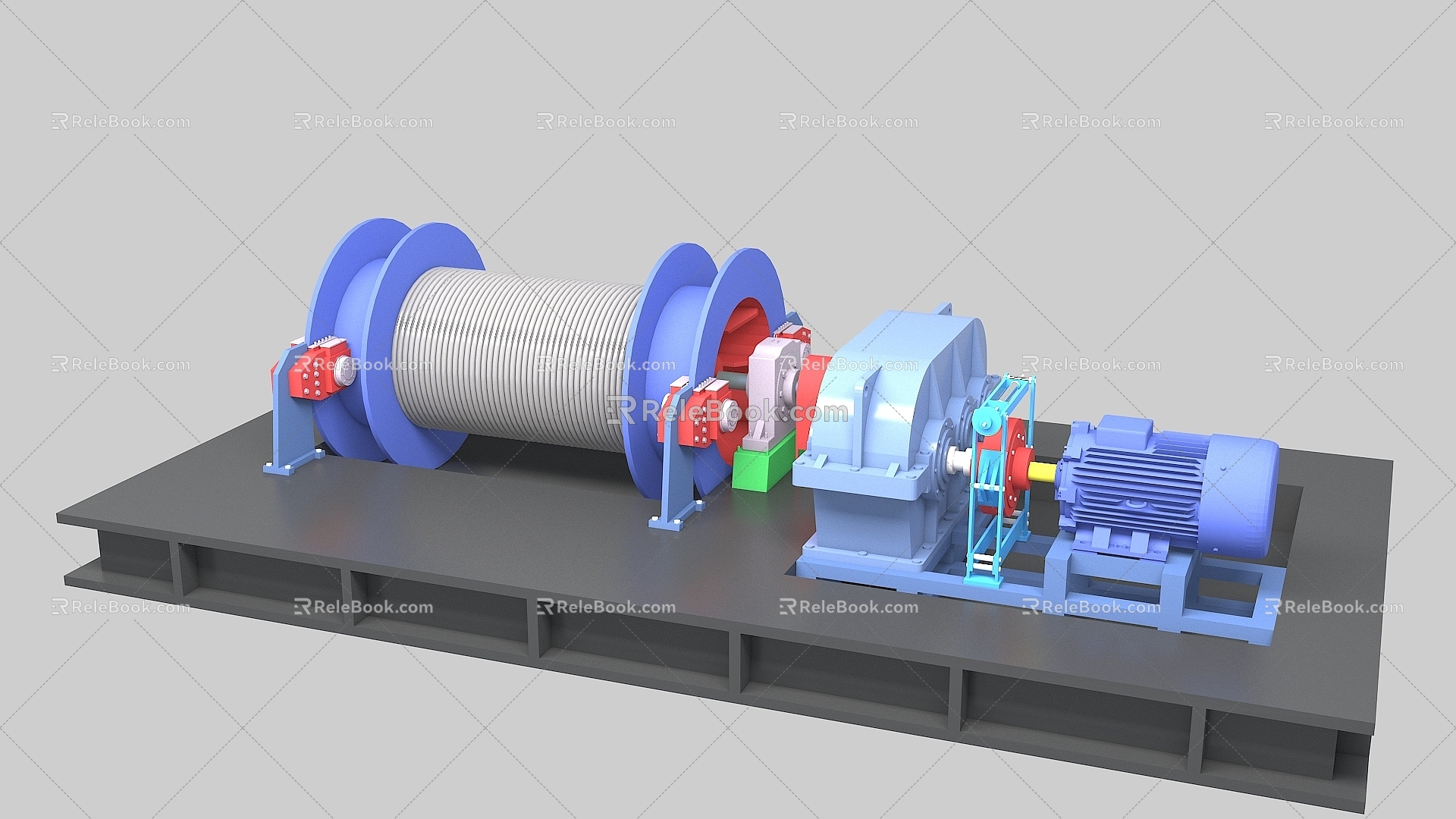 mine hoisting winch 3d model