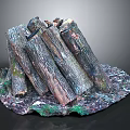 Stacked Natural Wood Logs On Colorful Textured Stone Base Decorative Art
