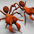 Two Orange Reptiles With Large Pincers And Ant Like Features In 3D Rendering