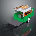 Green Taco Food Trailer with Orange Roof TACO HUB Sign and Ramp Entrance