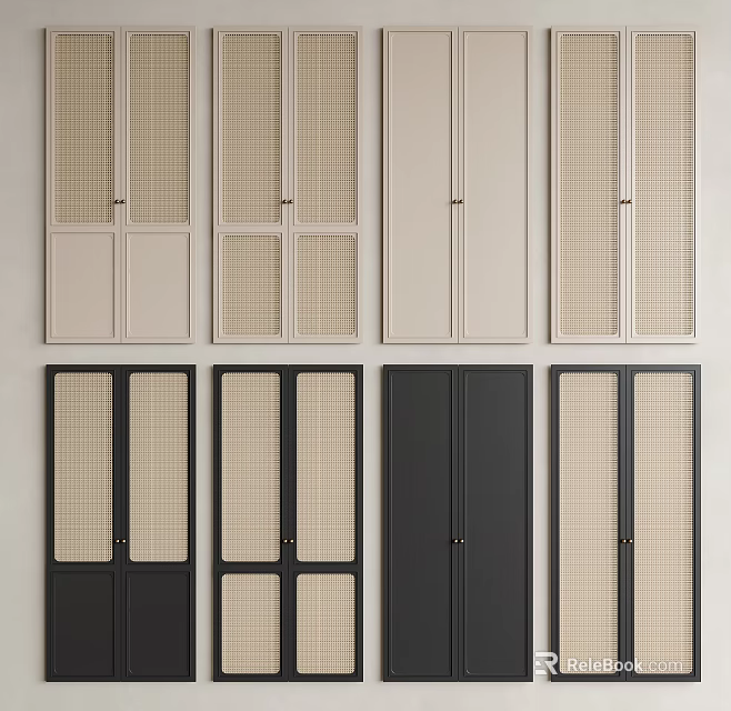 Modern Cabinet Door Designs With Woven Panels And Various Colors 3d model 