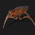 Detailed Artistic Mechanical Sculpture With Metallic Limbs And Orange Inner Structure
