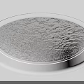 Modern Circular Ceiling With Textured Silver Surface And Recessed LED Lighting