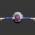 Game Movie Character With Pink Hair White Dress Blue Sleeves Belt And Arms Outstretched