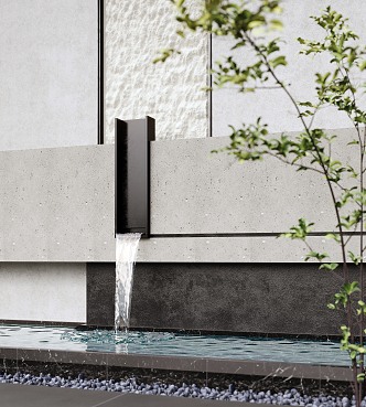 modern waterscape wall courtyard landscape wall waterscape flowing water 3d model