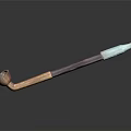 Decorative Pipe Shaped Weapon With Wooden Purple And Light Blue Accents