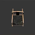 Vintage Wooden Rocking Chair With Curved Armrests And Black Comfortable Seat