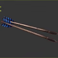 Traditional Arrow Weapons With Blue Fletching Copper Shafts And Black Arrowheads