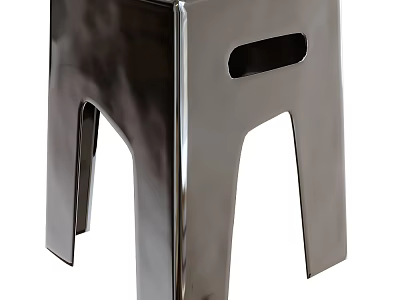 Modern Chrome Side Table with Geometric Legs and Cutout Detail for Contemporary Living Spaces 3d model