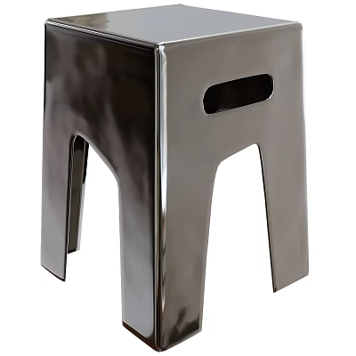 Modern Chrome Side Table with Geometric Legs and Cutout Detail for Contemporary Living Spaces 3d model