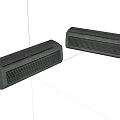 Two Modern Gray Air Conditioner Fans Featuring Grille Design And Sleek Structure