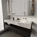 Elegant Modern Bathroom Vanity With Marble Countertop Black Cabinet And Brass Faucet