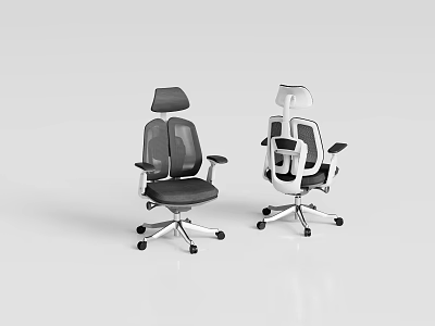Modern Ergonomic Office Chair With Mesh Back Adjustable Headrest Armrests And Wheels 3d model