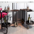 Vintage Bar Carts With Decorative Bottles And Wheels In Dior Poster Background