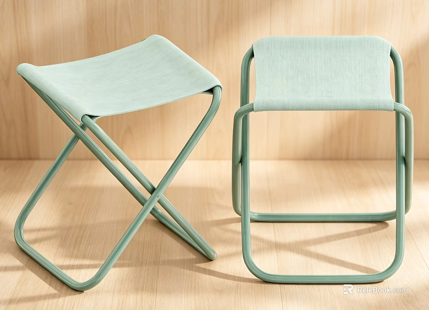 Light Green Modern Single Chair With Metal Frame And Fabric Seat On Wooden Floor 3d model 