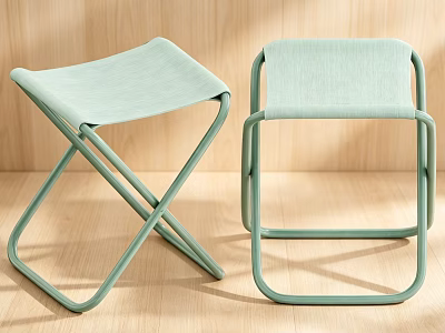 Light Green Modern Single Chair With Metal Frame And Fabric Seat On Wooden Floor 3d model