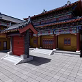 Ancient Chinese Architecture With Yellow Walls Red Door And Traditional Roof Decorations