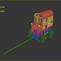 Vintage Wooden Carriage Featuring White Canvas Roof Long Shaft And Wheels