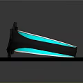 Futuristic Ring Design With Silver Black Metallic Band Blue Glowing Stripe And Circular White Center