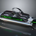 Sleek Modern Yacht With Green Accents Black Seats And Steering Wheel