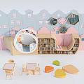 Modern Kids Room Storage Shelf with Bookshelf and Colorful Toys Organizer