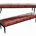 Two Stylish Upholstered Leather Benches With Wooden Frame And Black Legs