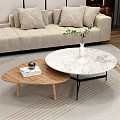Beige Sofa With Pillows And Marble Wooden Coffee Table Set Featuring Green Plants On Rug