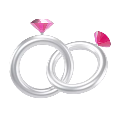 Decorative Ornament Decoration Set with Silver Rings and Pink Gemstones 3d model
