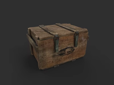 Vintage Wooden Weapon Storage Box With Metal Straps And Rustic Design 3d model