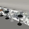 Modern Bar Stool Combination Marble Bar Stool High Stool Rotating Bar Stool 3d model