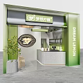 Dream Lemon Milk Tea Shop With Green Exterior Plants And Counter Seating