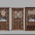 Wooden Wine Cabinet With Map Design Infinity Symbol Logo And Wine Bottle Racks