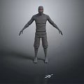 Gray 3D Human Model in Standing Position With Arms Outstretched and Ground Symbol