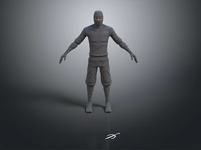 Gray 3D Human Model in Standing Position With Arms Outstretched and Ground Symbol 3d model