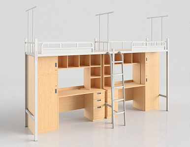 Modern Bed-and-Bed Student Dormitory Bunk Bed conjoined bed Writing and laying Student Dormitory Bunk Bed 3d model