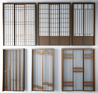 New Chinese-style sliding door 3d model