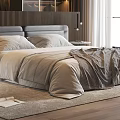 Modern Bedroom Interior With Upholstered Headboard King Bed Floor to Ceiling Windows And Scenic View