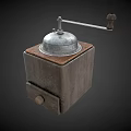 Classic Manual Coffee Grinder Kitchen Appliance With Wooden Base Metal Grinding Handle And Drawer Storage