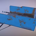 Old Blue Rusty Wheelbarrow With Metal Bucket Handle And Single Wheel Design