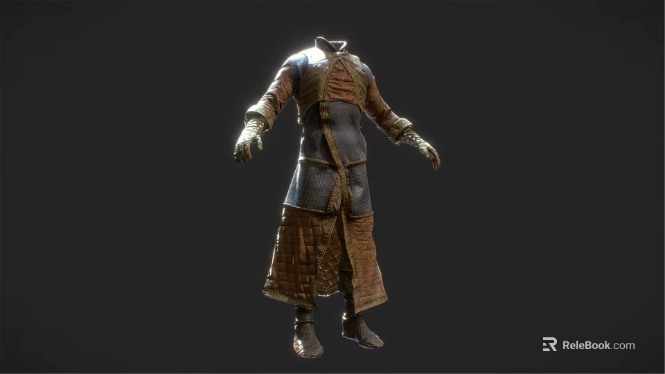 3D Model of Ancient Traditional Costume With Intricate Weave and Armor Details 3d model 