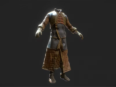 3D Model of Ancient Traditional Costume With Intricate Weave and Armor Details 3d model