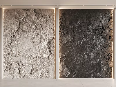 Interior Decorative Background Wall Design With Light And Dark Textured Stone Surfaces 3d model