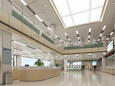 Modern Hospital Outpatient Clinic Interior With Reception Desk 3d model