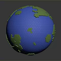 Blue Globe Featuring Green Continents And Hexagonal Surface Texture