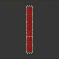 Red Container Freight Train Car With Blue Base And Wheels On Gray Background