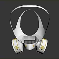 Weapon Themed Tactical Gas Mask With White And Gold Filter Canisters And Adjustable Strap Design